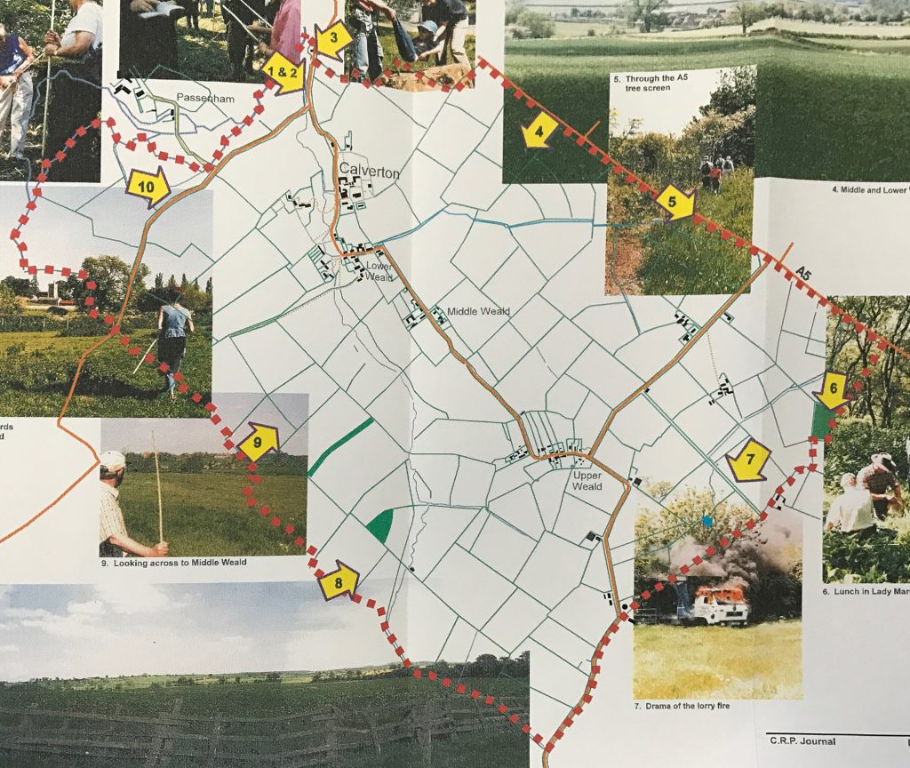 A map of the Calverton Beating the Bounds route in 1997
